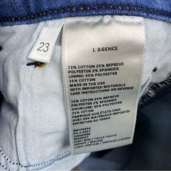 L'AGENCE Jeans Margot High Rise Ankle Skinny Womens Size 23 Light Vintage Wash - Picture 9 of 14